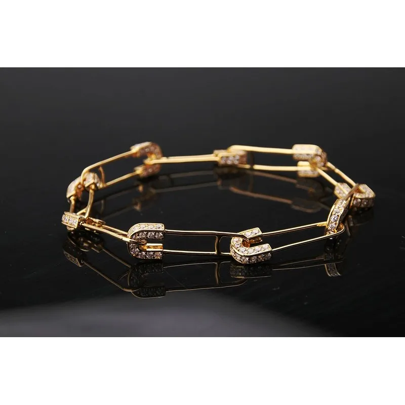 

Stock sale!!! Funnyboom diamond inlaid 18K real gold-plated pin shape Bracelet