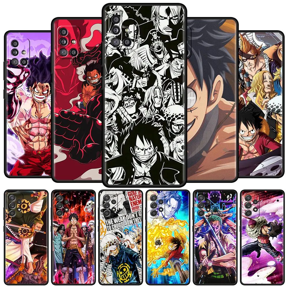 

Black Estuche Case For Samsung Galaxy A52 A51 A72 A71 A22 A12 A21s A50 SmartPhone A32 A02s A31 Celular Funda Anime One Piece