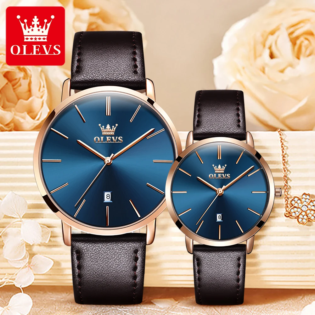 

OLEVS Japan Quartz Movement Couple Watch His Hers Watch Set Auto Date Lover's Wristwatch Men Women Valentine's Day Gift 5869