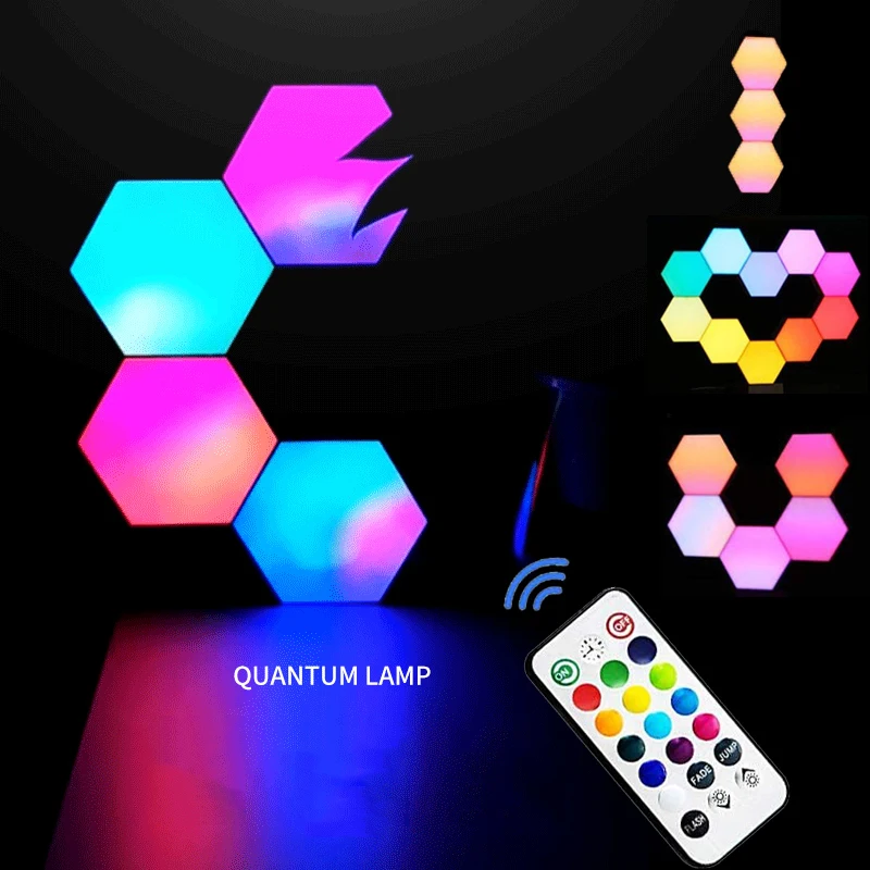 

Quantum Remote Control Honeycomb Modular Assembly Helios Touch Wall Lamp RGB Quantum Lamp LED Magnetic Wall Light Bedroom Lamp