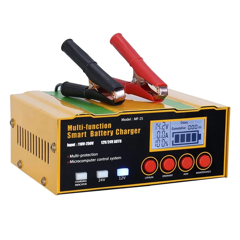 

Car Battery Charger 12A 12V/24V Automatic Smart Charger for Lithium Batteries AGM/Lead-Acid Batteries