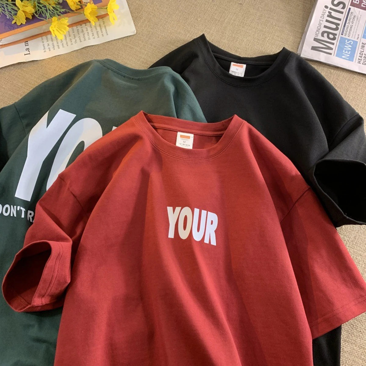 

2023 Men's Fashion T Shirts YOUR Front and Back Printed 100% Cotton Tees Summer Short Sleeve Oversized T Shirt