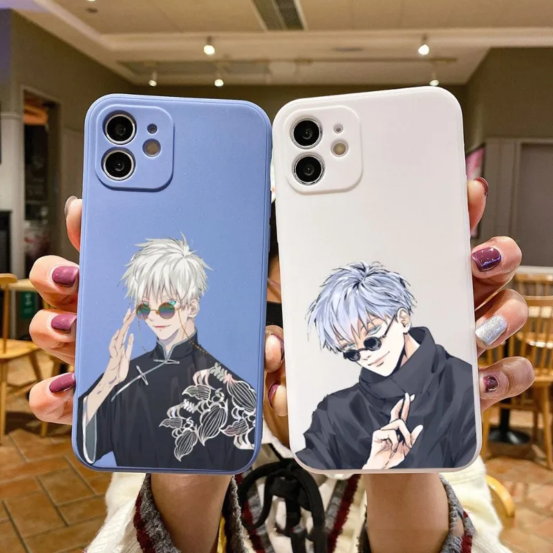 

Gojo Satoru Phone Case For IPhone 14 11 12 13 Pro Max X XR XSMax 6 6S 7 8 Plus SE 2022 Soft Square Color Phone Cover