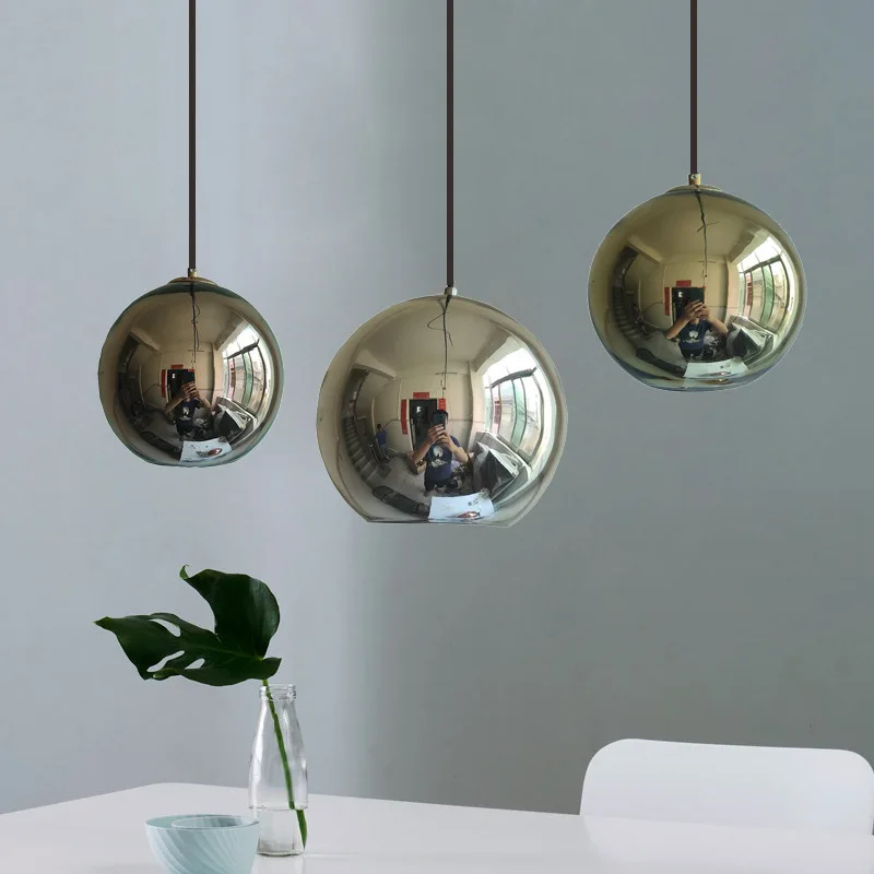 

Nordic Glass Mirror Ball Chandelier Lighting Ball Lamps Kitchen Bedroom lustre Glass Pendant Lights living room decoration