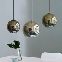 nordic glass mirror ball chandelier lighting ball lamps kitchen bedroom lustre glass pendant lights living room decoration