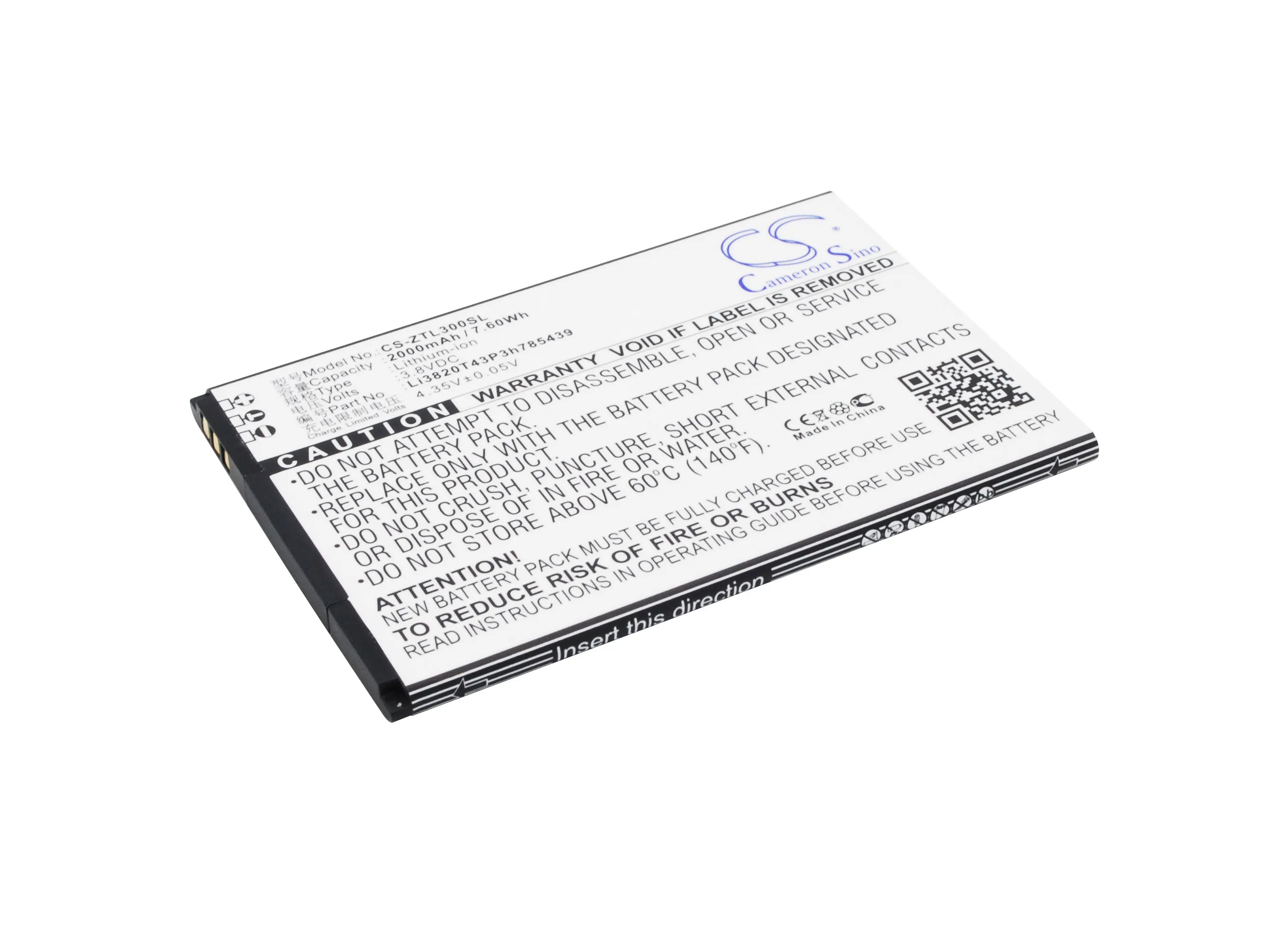 

Cameron Sino Mobile SmartPhone Replacement Li-ion Battery 2000mAh For Li3820T43P3h785439 ZTE Blade L3 Free Tools