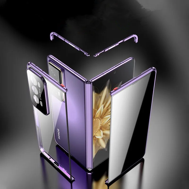 Бампер с металлическим каркасом из сплава магнитный флип-чехол для Honor Magic V2