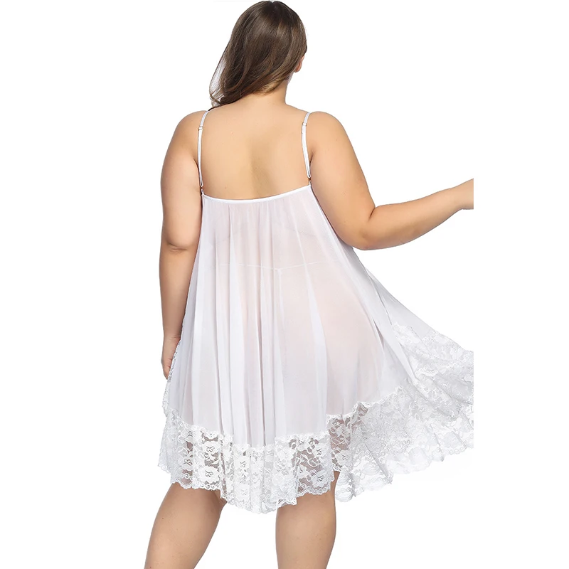 7XL Plus Size Women Nightdress Sexy Nightwear Lace Large Nightgown Set Sleepwear Dress Sexy Nightwar Sleep & Lounge For Women