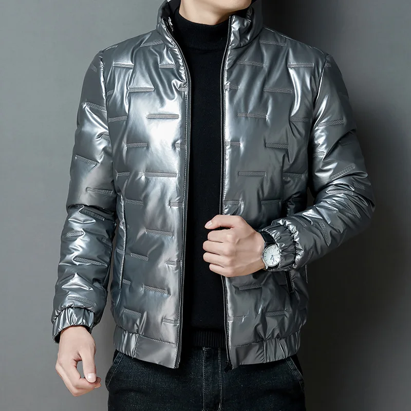Winter Padded Men's Winter Wear Reflective Shiny Casual Stand Collar Men's Padded Jacket Men's Jacket