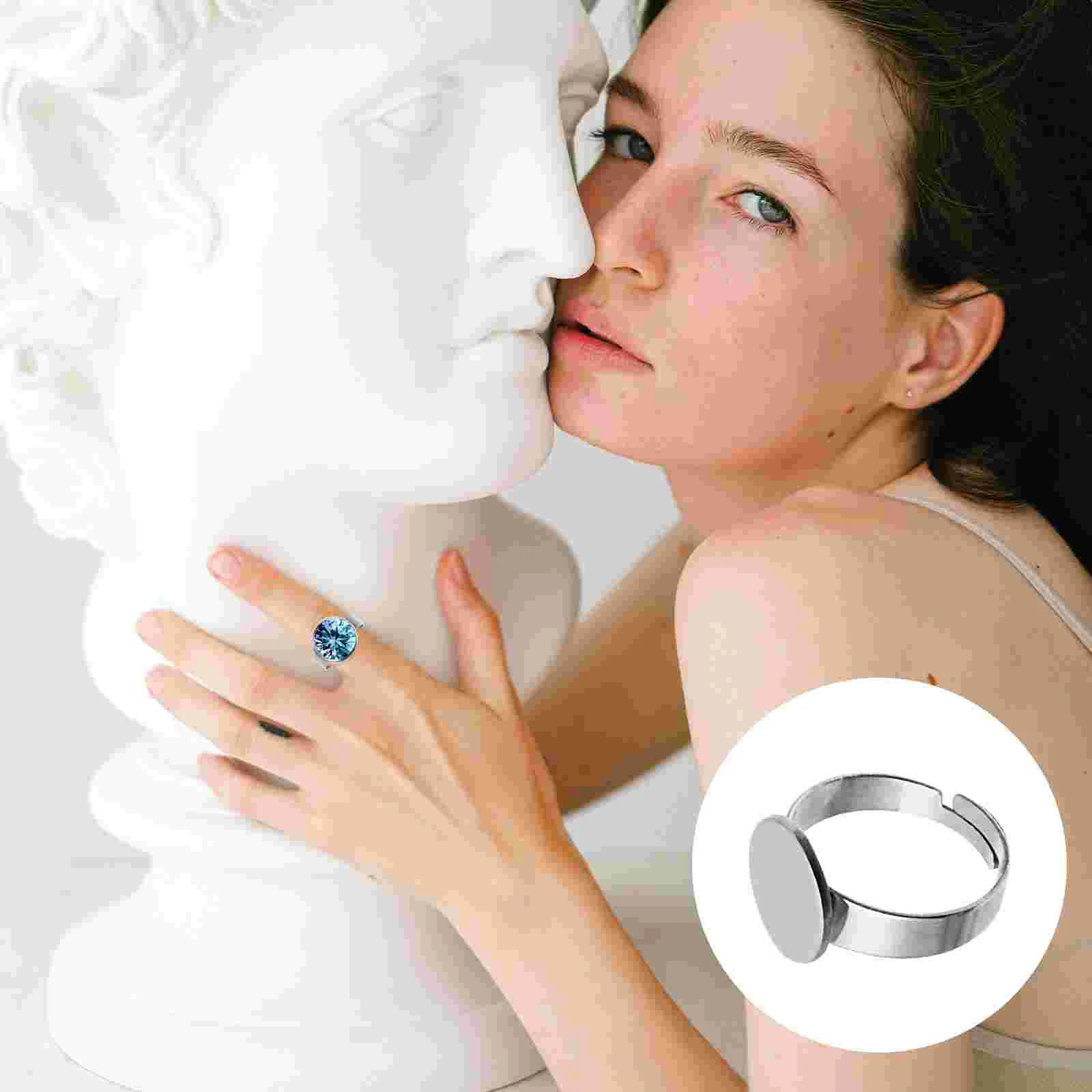 

Ring Rings Base Making Blanks Blank Adjustable Jewelry Holder Finger Diy Bezel Bases Settings Empty Steel Accessories Stainless