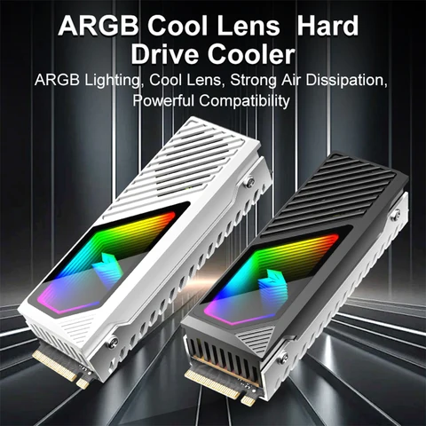 Радиатор SSD M.2 2280 SSD Радиатор из алюминиевого сплава Встроенный вентилятор 5 В 3-контактный ARGB Твердотельный накопитель Радиатор M.2 для M.2 2280