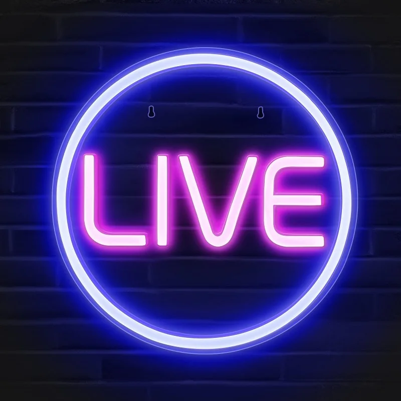 

LIVE Letters LED Neon Signs Wall Décor Neon Lights Lamp Lighting For Studio Wall Bedroom Streamers Gamers Influencers