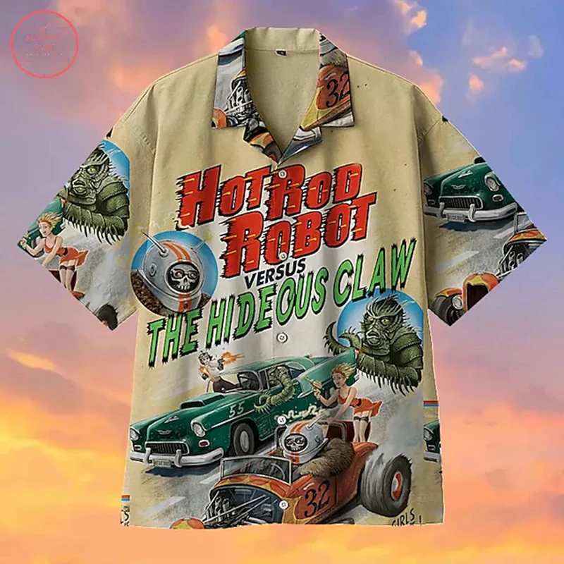

Men's Shirts Summer Hawaiian Shirts Car Graphic Print Vintage Casual Holiday Short Sleeve Button Clothing Tropical Fashion