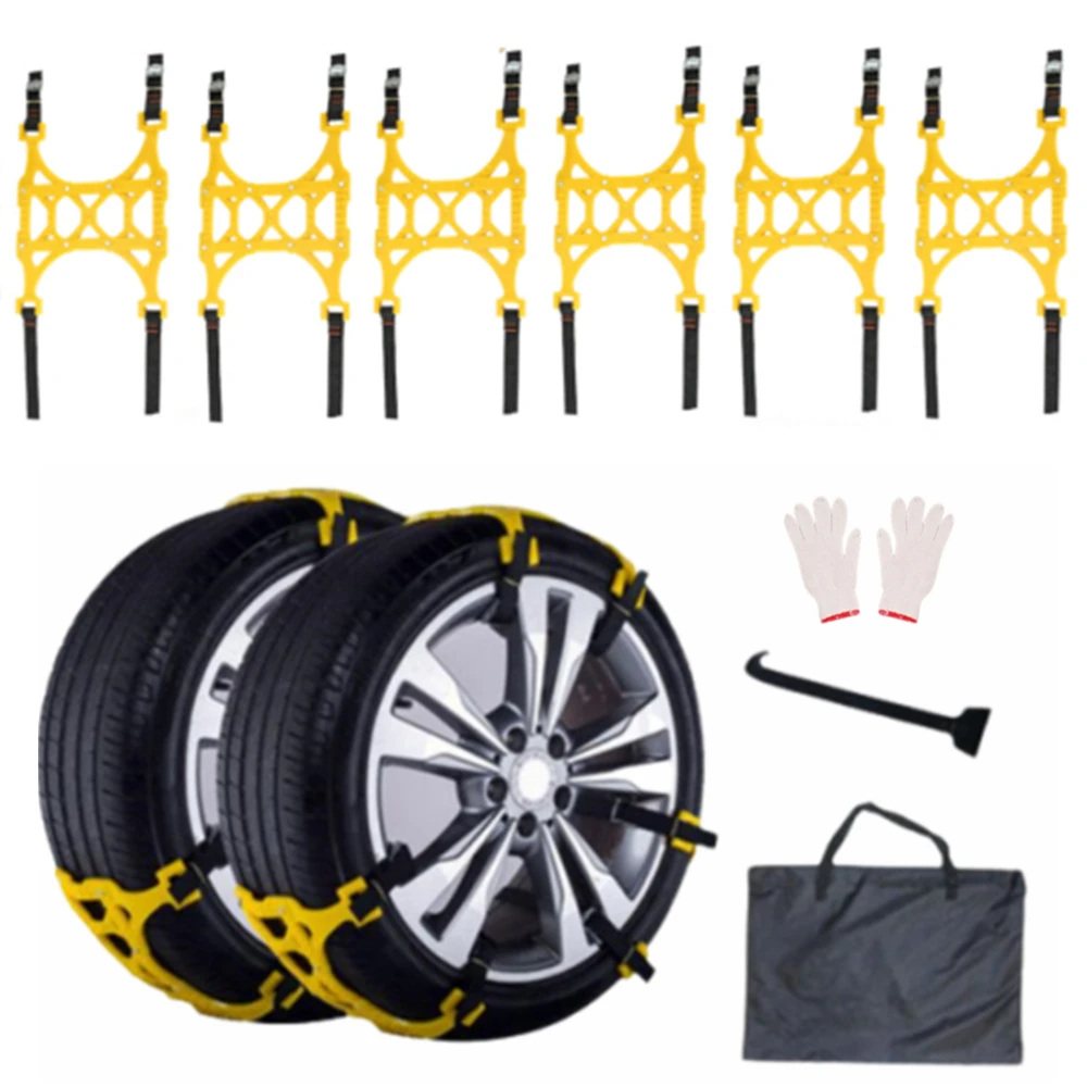 6PCS Nylon Snow Chain Car Chain Snow Easy Installation Simple Winter Truck Car Snow Chains Roadway Vest for Car Wheel Snow Mud