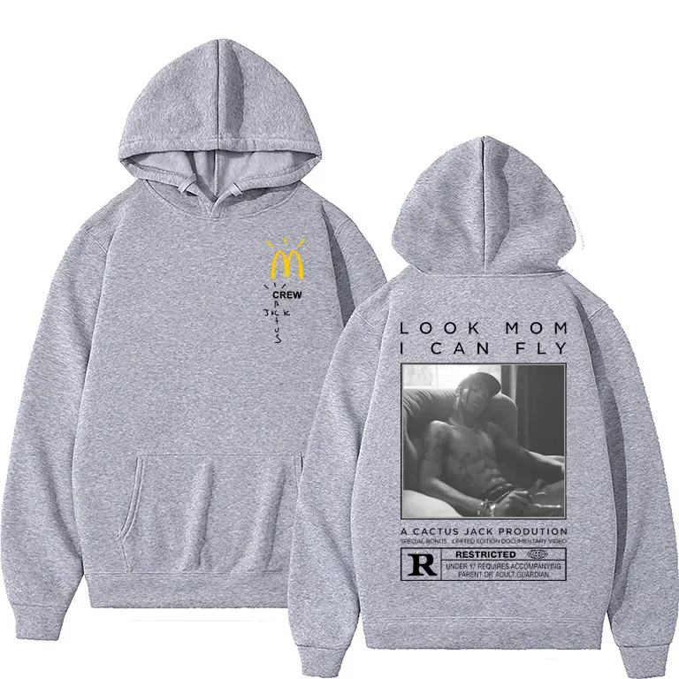 Travis Scott Look Mom I Can Fly Hip Hop Rapper Hoodie Classic Crew Cactus Jack Hoodie Rocky Tops Regular Men Women Sweatshirt