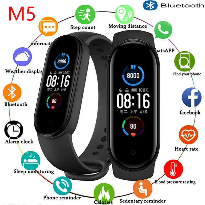 

M5 Smart Watch Color Screen Step Counting Smart Band Multi Sport Mode Message Reminder Photography Music Remote Control PK M6 M7