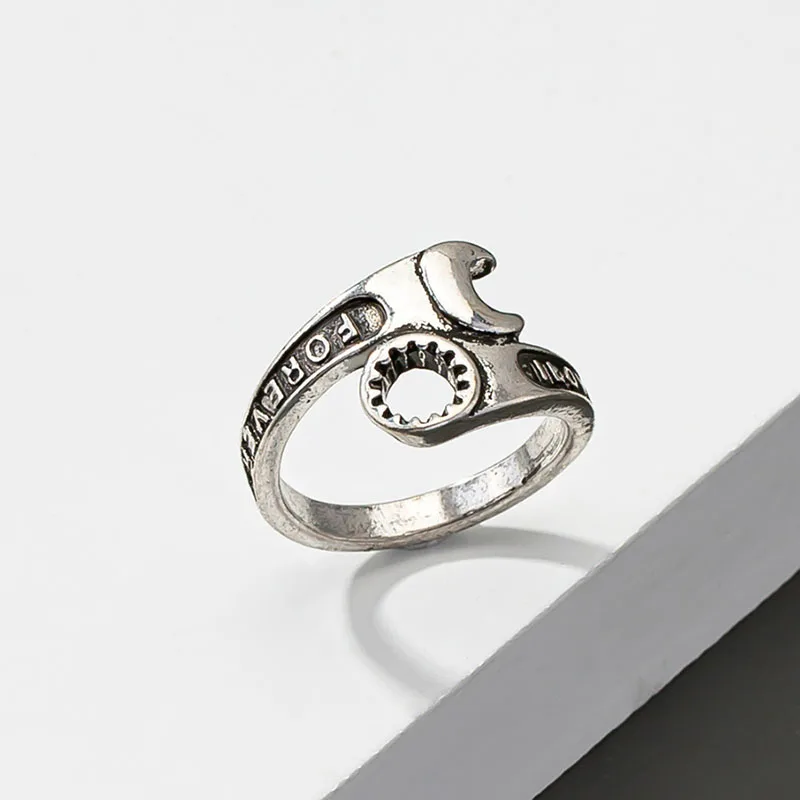 

2022 Ins Antique Wrench Spanner I Love You Forever Letters Knuckle Finger Mini Rings Trendy Korean Fashion Women Party Jewelry