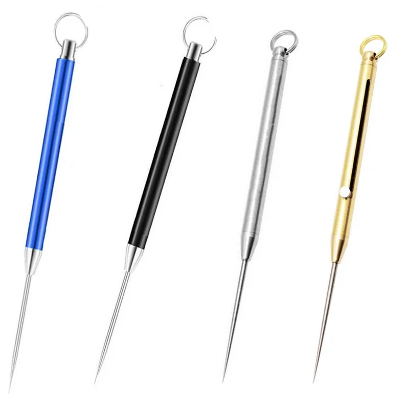 

Edc Spring Push Toothpick Titanium Alloy Telescopic Toothpick Gift Keychain Pendant Outdoor Camping Tool Self-defense Fruit Pick