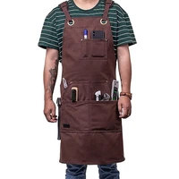 thicken denim canvas apron outdoor barbecue chef milk tea barista florist overalls multi pocket