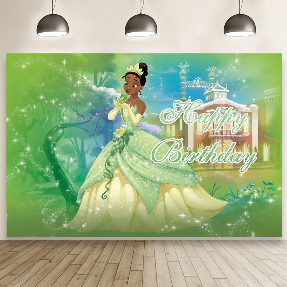 Зеленая юбка принцесса девушка Тиана декорация стола на день рождения лягушка