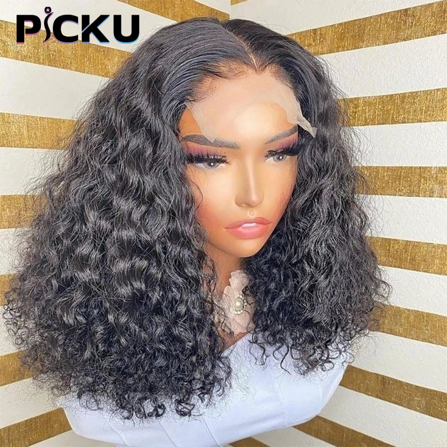 

Короткий вьющийся бразильский парик Боб 5x1 T часть вьющиеся человеческие волосы парики для женщин глубокая волна 13x4 прозрачный кружевной фронтальный парик предварительно выщипанный