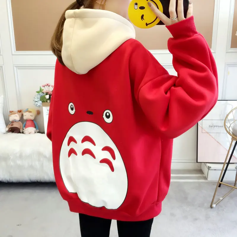 

Winter Women Hoody Sweatshirt Printed Cartoon Anime Harajuku Kawaii Loose Long Sleeve Student Female Casual Pullover