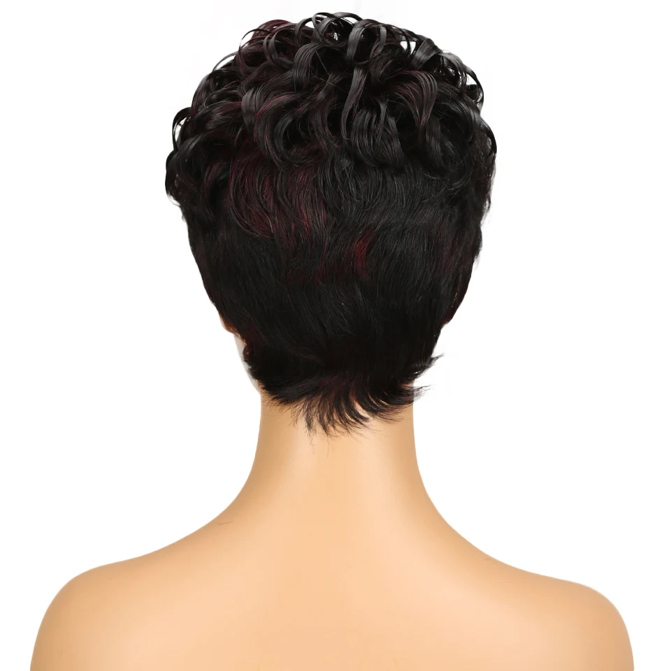 Trueme короткие парики из человеческих волос Фея бразильские вьющиеся волнистые