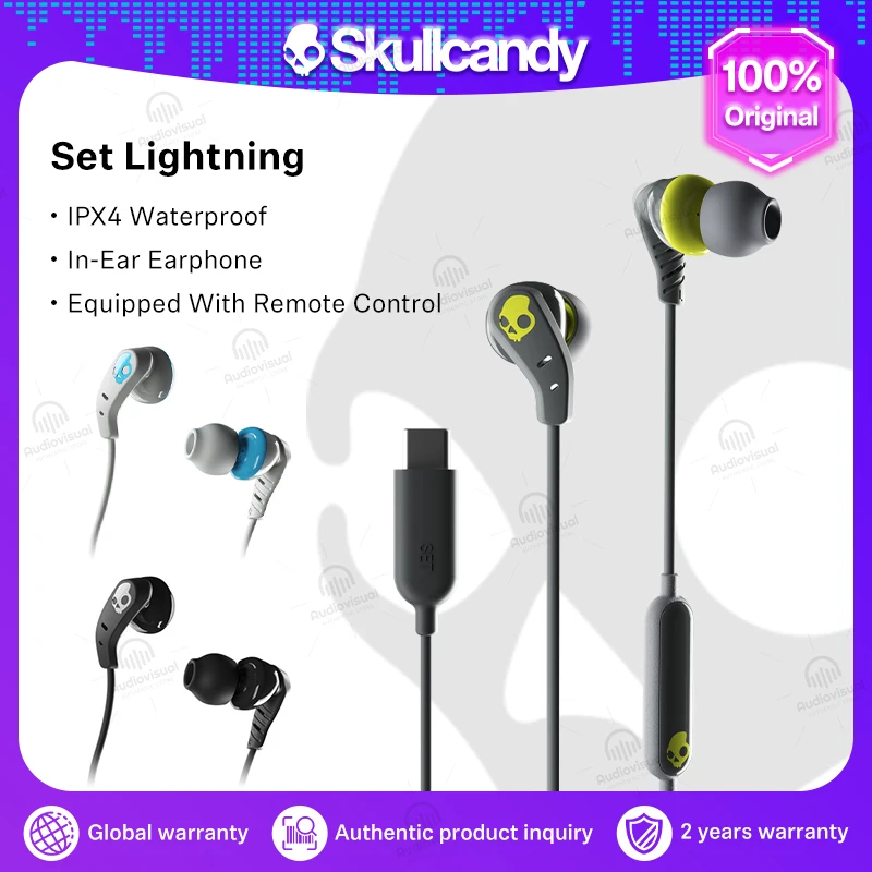 Наушники-вкладыши Skullcandy IPX4 с защитой от влаги и пота проводным управлением