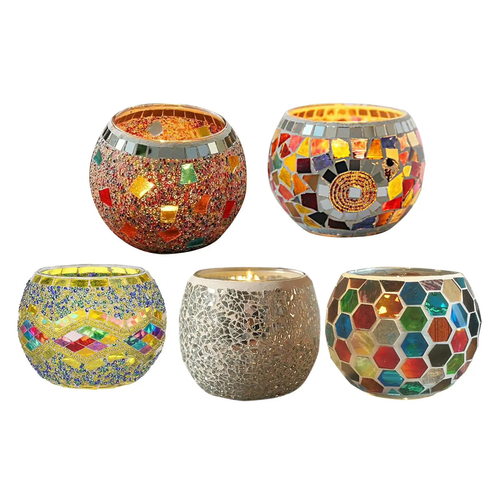 

European Mosaic Glass Tea Light Holder Romantic Glass Candle Holder for , for Flame Candle, LED Candles Tea Light,