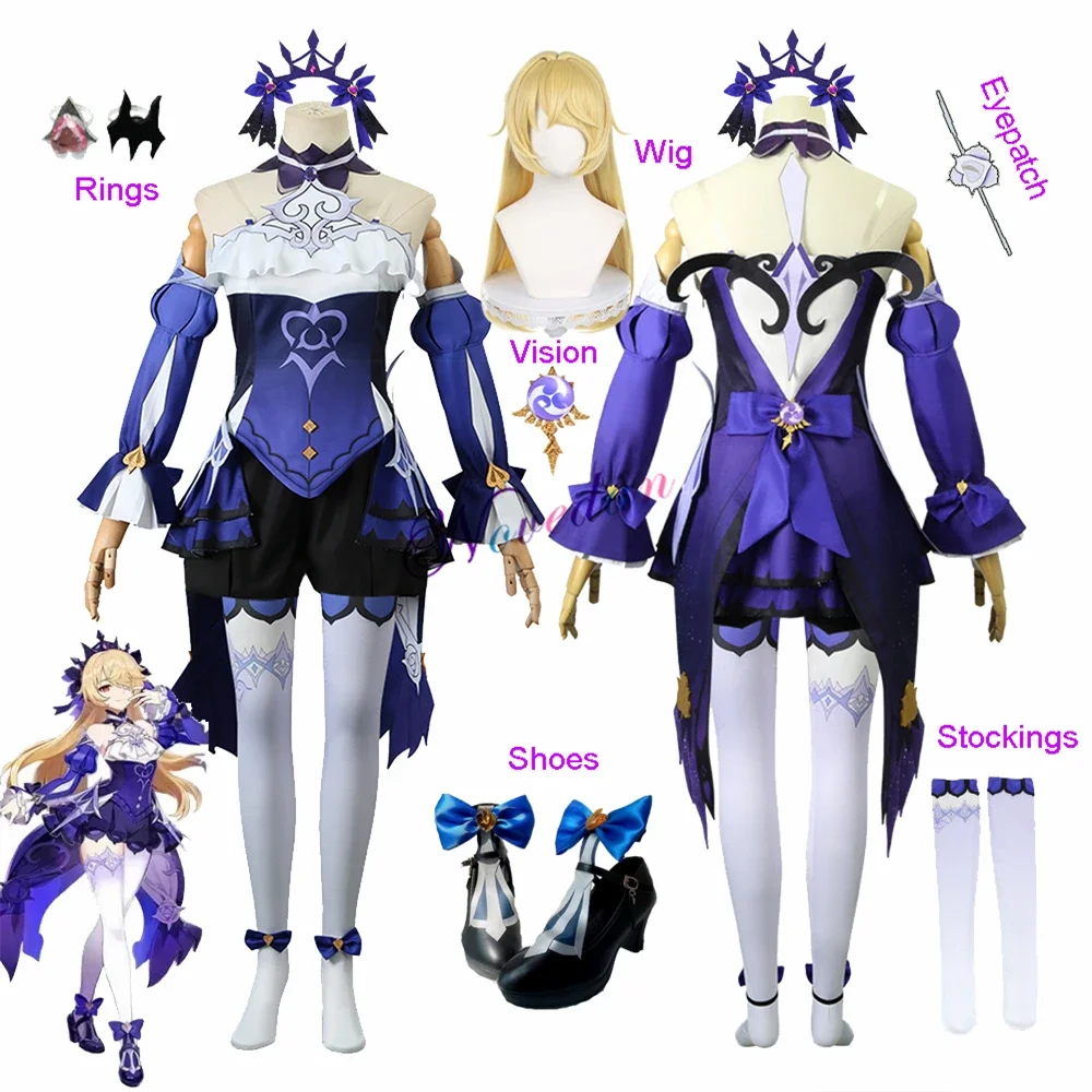 

Genshin Impact Fischl Immernachtstraum Cosplay Costume New Skin Ein Fischl Cosplay Maid Dress Shoes Wig Anime Halloween Costume