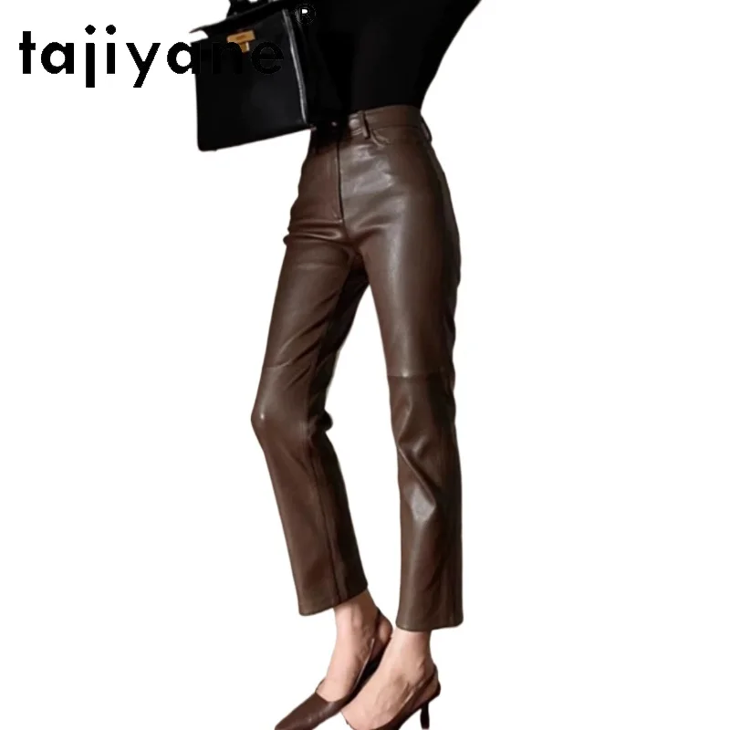TAJIYANE брюки-карандаш из натуральной овчины женские брюки 2023 осенне-зимняя одежда