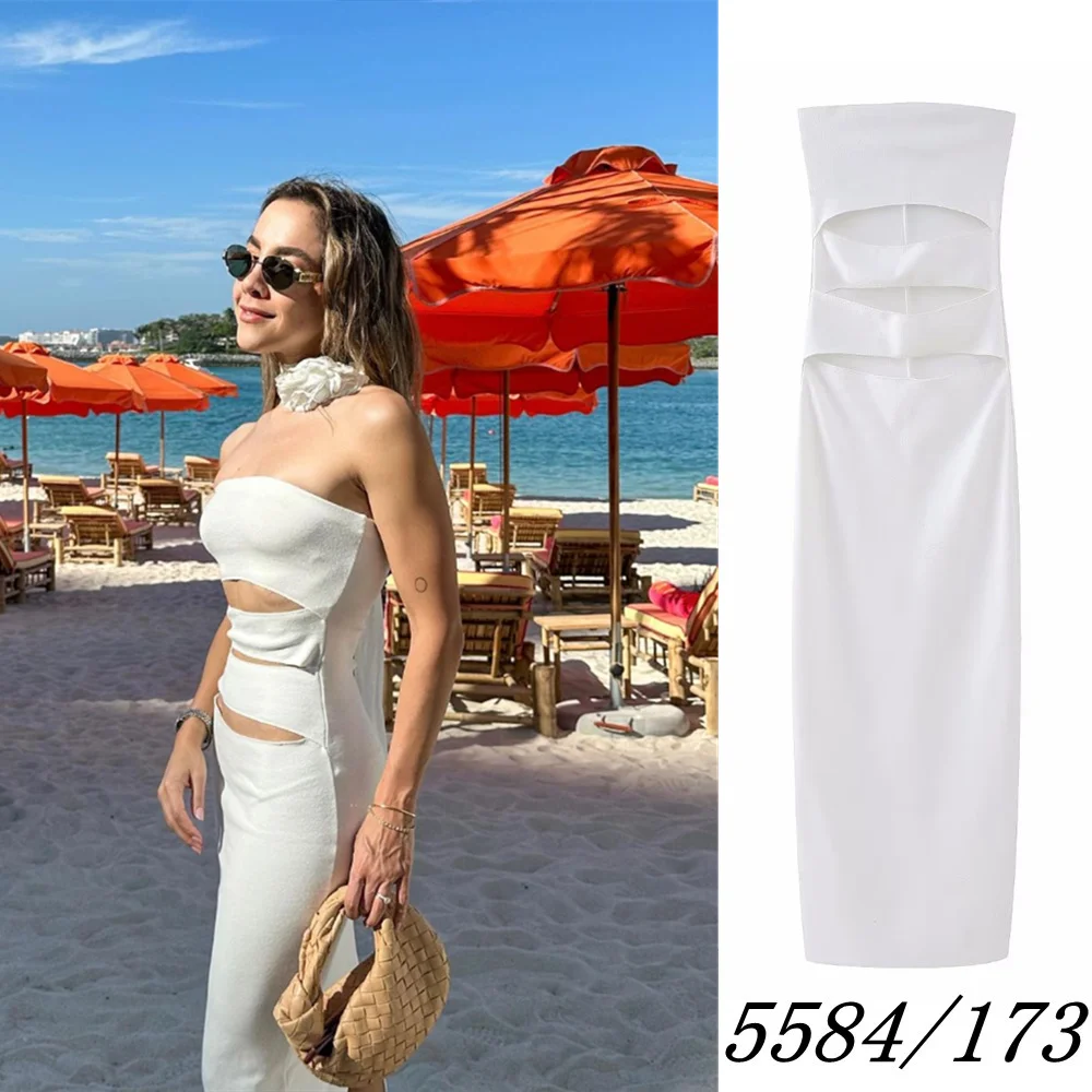 

Весеннее новое платье UNIZERA женское белое темпераментное элегантное ажурное дизайнерское облегающее платье-футляр длинное женское платье 5584173