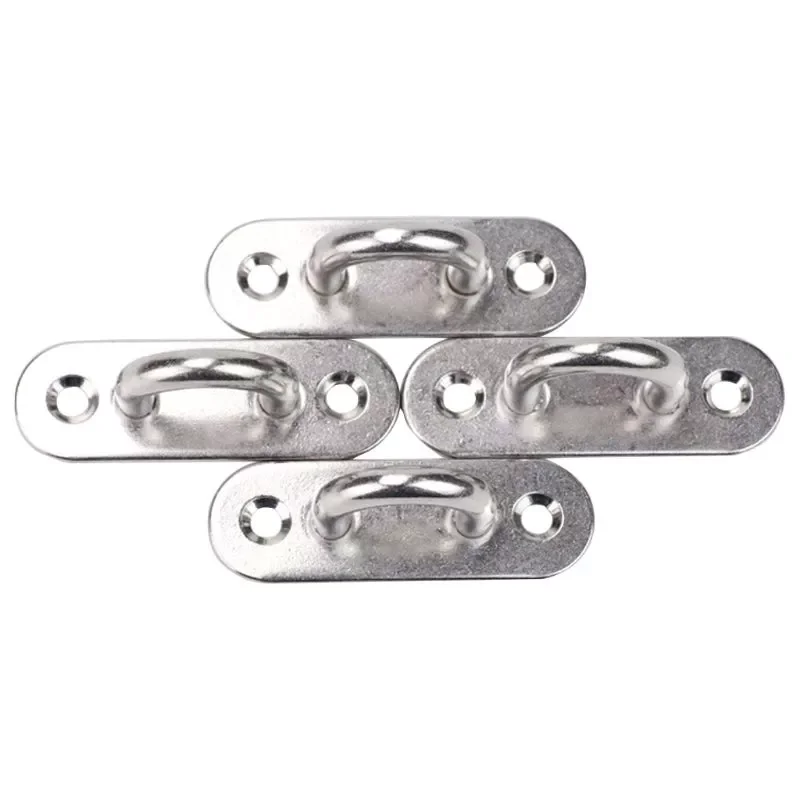 

AUTO PARTS 6Pcs 5mm Stainless Steel Eye Plate Oblong Pad Eye Plate Metal Staple Ring Hook Hardware
