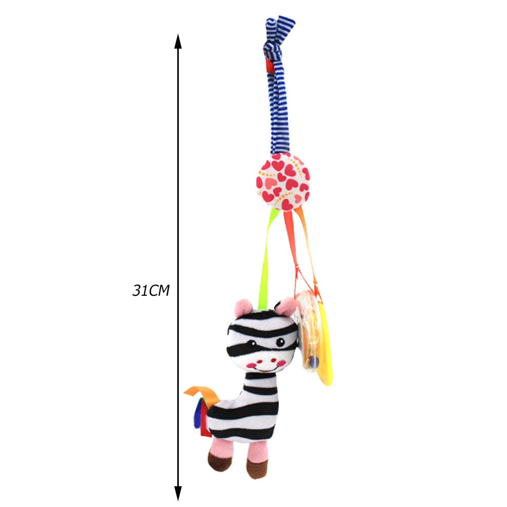 Cute Baby Rattles Toys Stroller Plush Animal Doll Baby Infants Crib Bed Hanging Bells with Music Toy Baby Rattles Gift Supplies