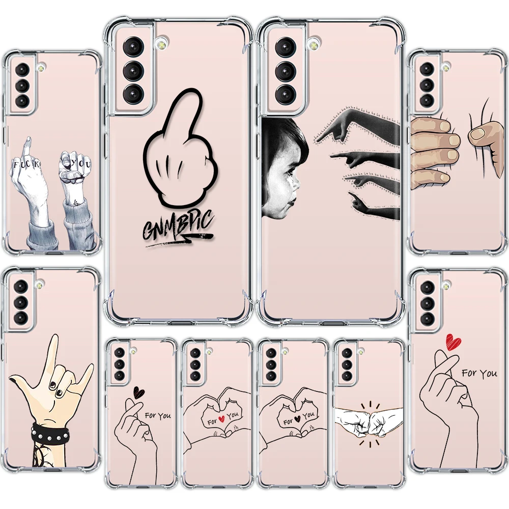 

Lovely love couple Personality phone case For Samsung Galaxy S 10 20 30 21 22 PLUS ULTRA FE TPU transparent soft shell