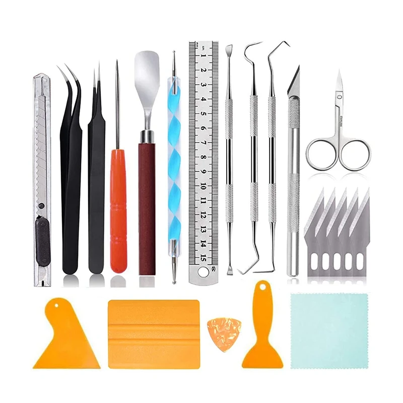 

22 PCS Craft Tools Set Vinyl Weeding Tools Vinyl Tools Kit For Silhouettes Cameos Lettering Cutting Splicing