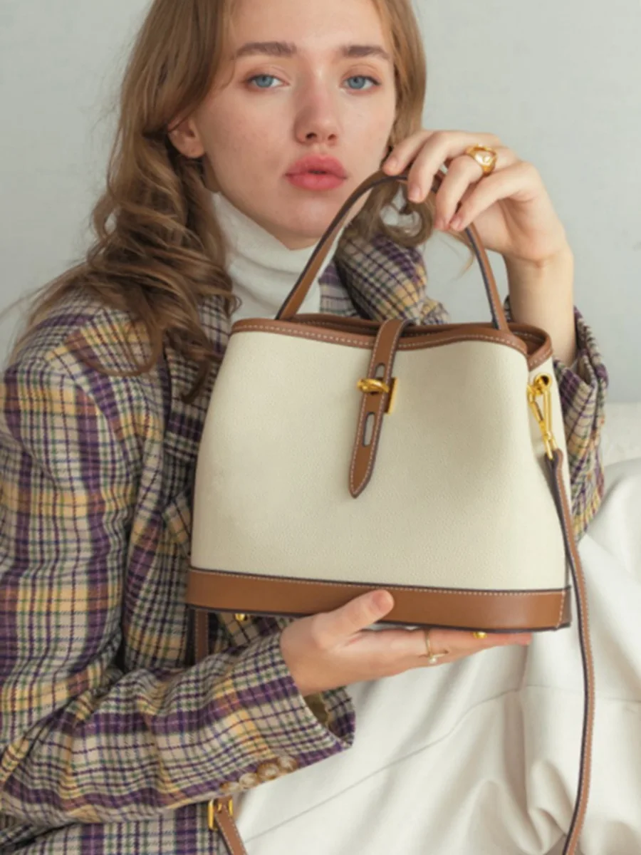 

Paparazzi summer womens bucket bag high capacity Genuine leather shoulder bags for ladies girl fashion evenning accessories bag