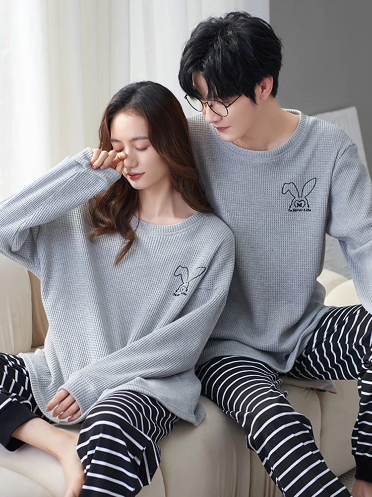 Фото Newwomen'S спальное белье печати ночное белье установить свободные круглые женские романтические пижамы Loungewear пижамы пары совпадающие пижамы №4