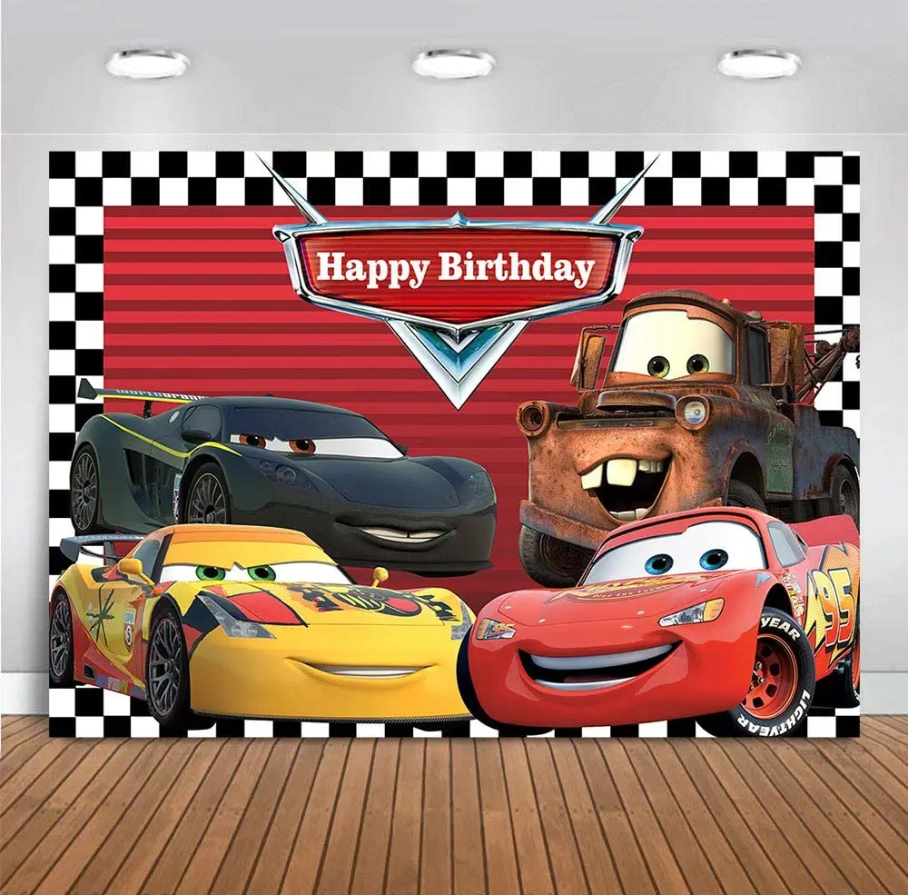 Фон для фотосъемки с изображением мультяшного автомобиля вечеринки в честь Дня