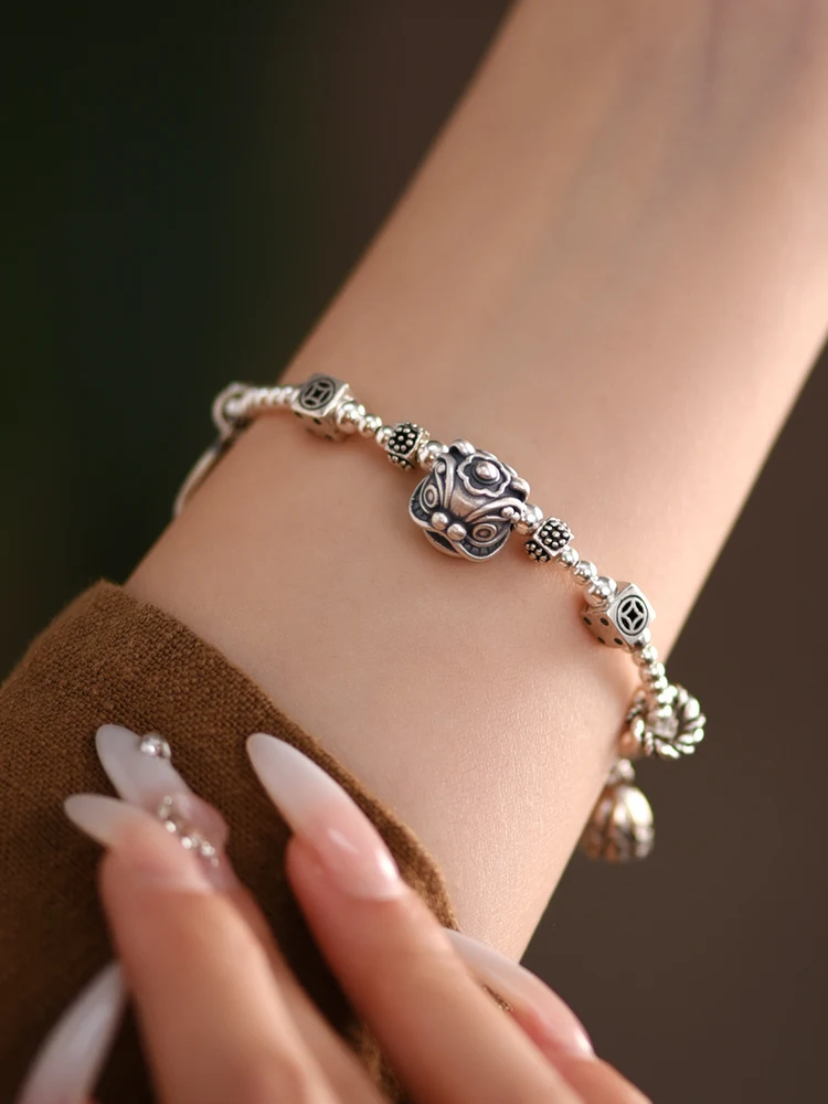 Lotai старый серебряный браслет из стерлингового серебра 999 пробы Xingshi для мужчин и