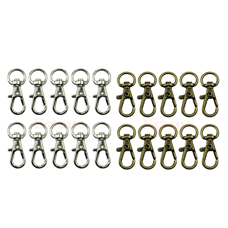 

Hot Kf-20Pcs Metal Clasp Swivel Trigger Clips Snap Hooks Key Ring Bags DIY Craft Copper & Silver