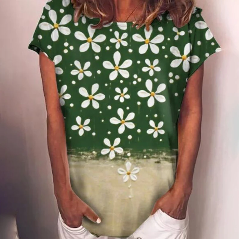 Футболка женская с коротким рукавом модный смешной пуловер оверсайз 3D-принтом