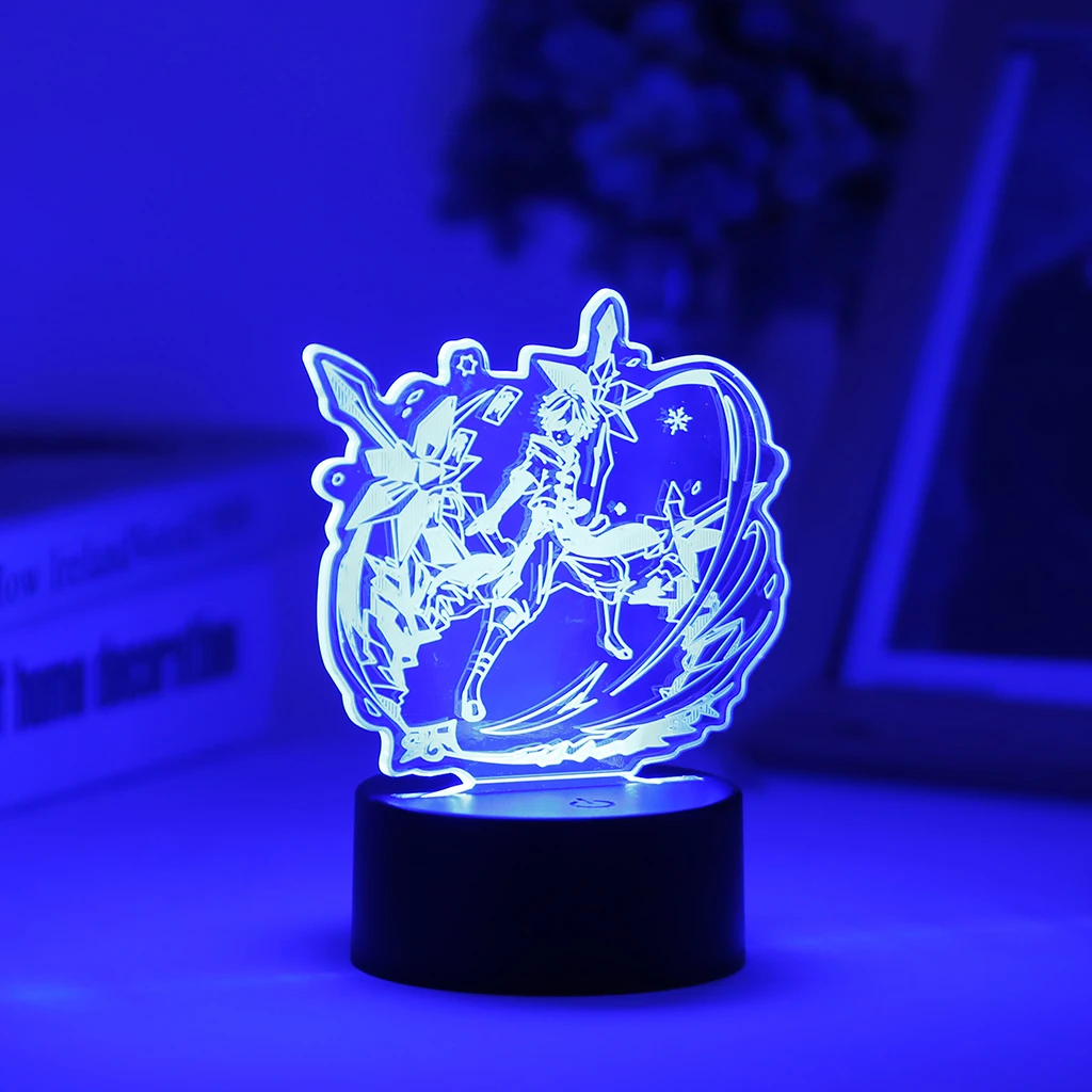 

3D Led Genshin Impact Anime Night Light Yae Miko Sunset Table Lamp Kid Klee For Room Illusion Party Decor Festival Birthday Gift