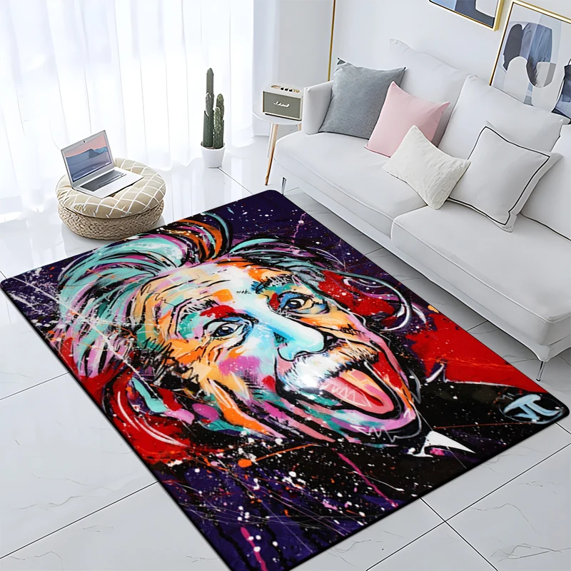 

Albert Einstein carpet for living room,Non slip BATHROOM mat, outdoor rug,Portable lightweight picnic mat,bedroom decor rug