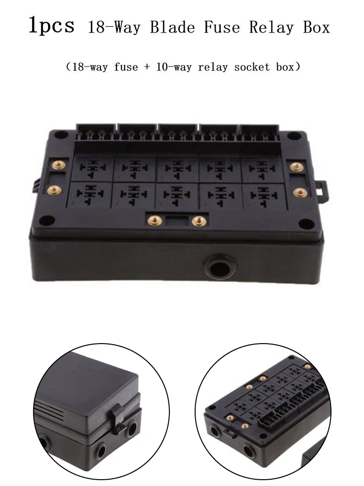 

Car Socket Fuse Relay Box Fuse Relay Holder Terminals 80A Block Car Circuit Protector 10 Way Socket Box Durable
