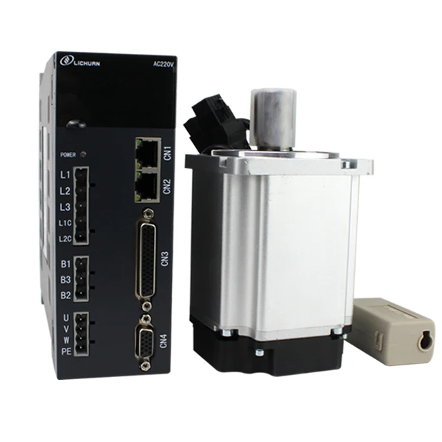 

Lichuan flange 80mm 80M03230N+A4 AC Servo Motor 1KW 220V Cnc Servos Drive Kit 3000rpm 3.2N.m Motor With Matched Drive 3M Encoder