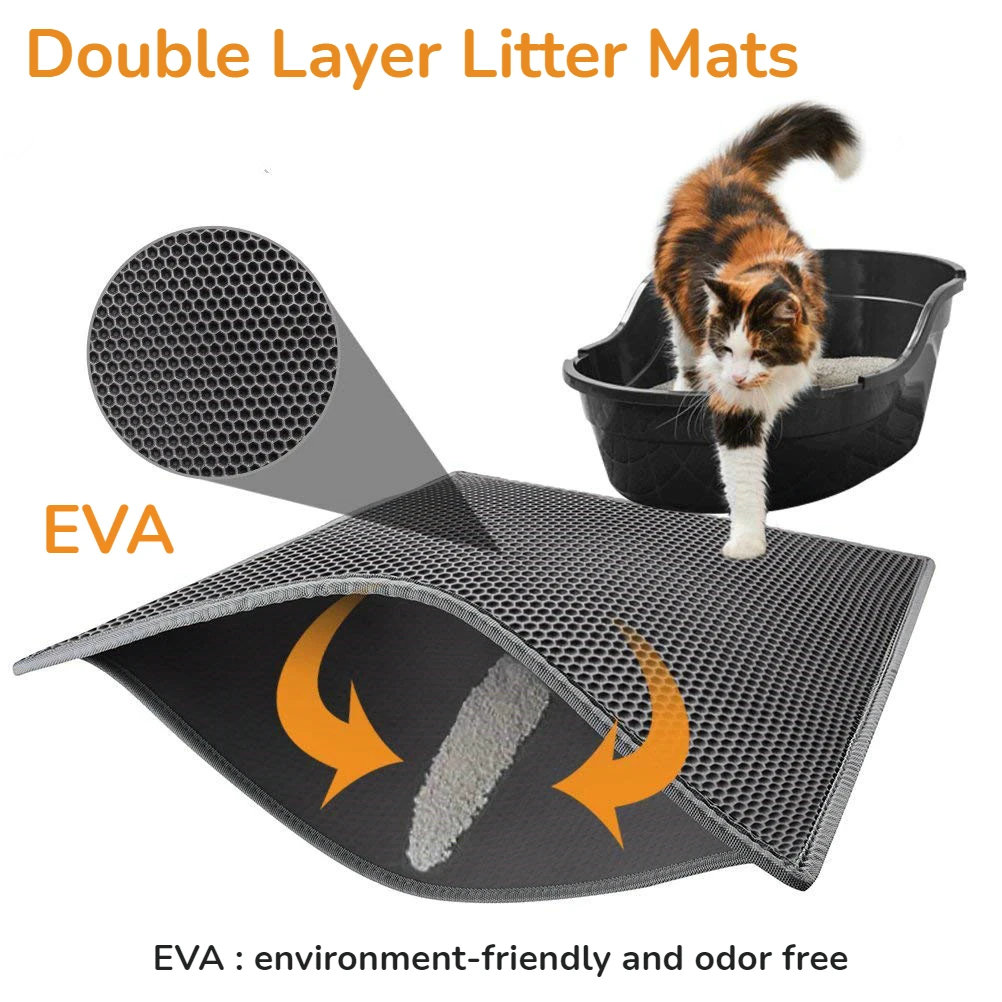 

Cat Litter Mat,Kitty Litter Trapping Mat,Honeycomb Double Layer Mats,Waterproof,Easy Clean,Scatter Control,Catcher Litter Tray