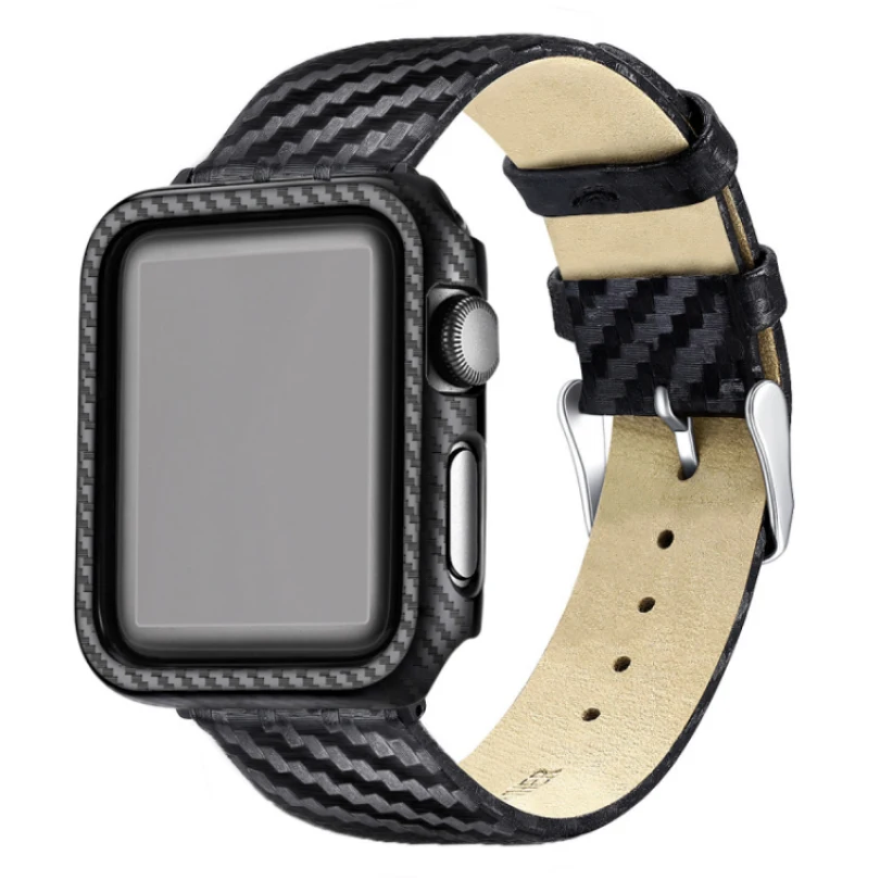 Ремешок из углеродного волокна для Apple Watch Series браслет наручных часов и бампер 45