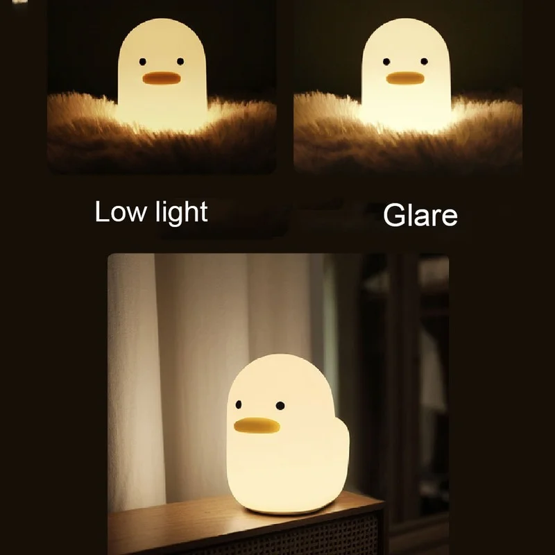 

USB Rechargeable Night Light Duck Silicone Night Lights Touch Sensor Bedroom Bedside Lamp for Kids Baby Gift