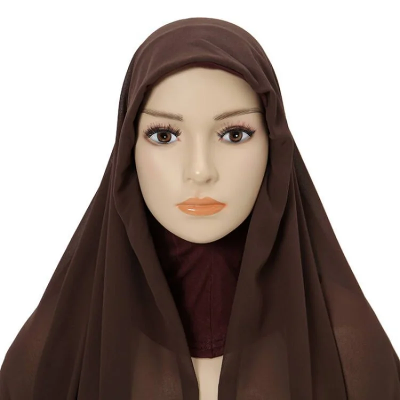 Hijab with Cap Attached Neck Cover Turban Underscarf Hijab Bonnet for Women Ladies Muslim Fashion Head Scarf Headwraps